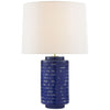 Darina Large Table Lamp in Pebbled Blue with Linen Shade - Salisbury & Manus