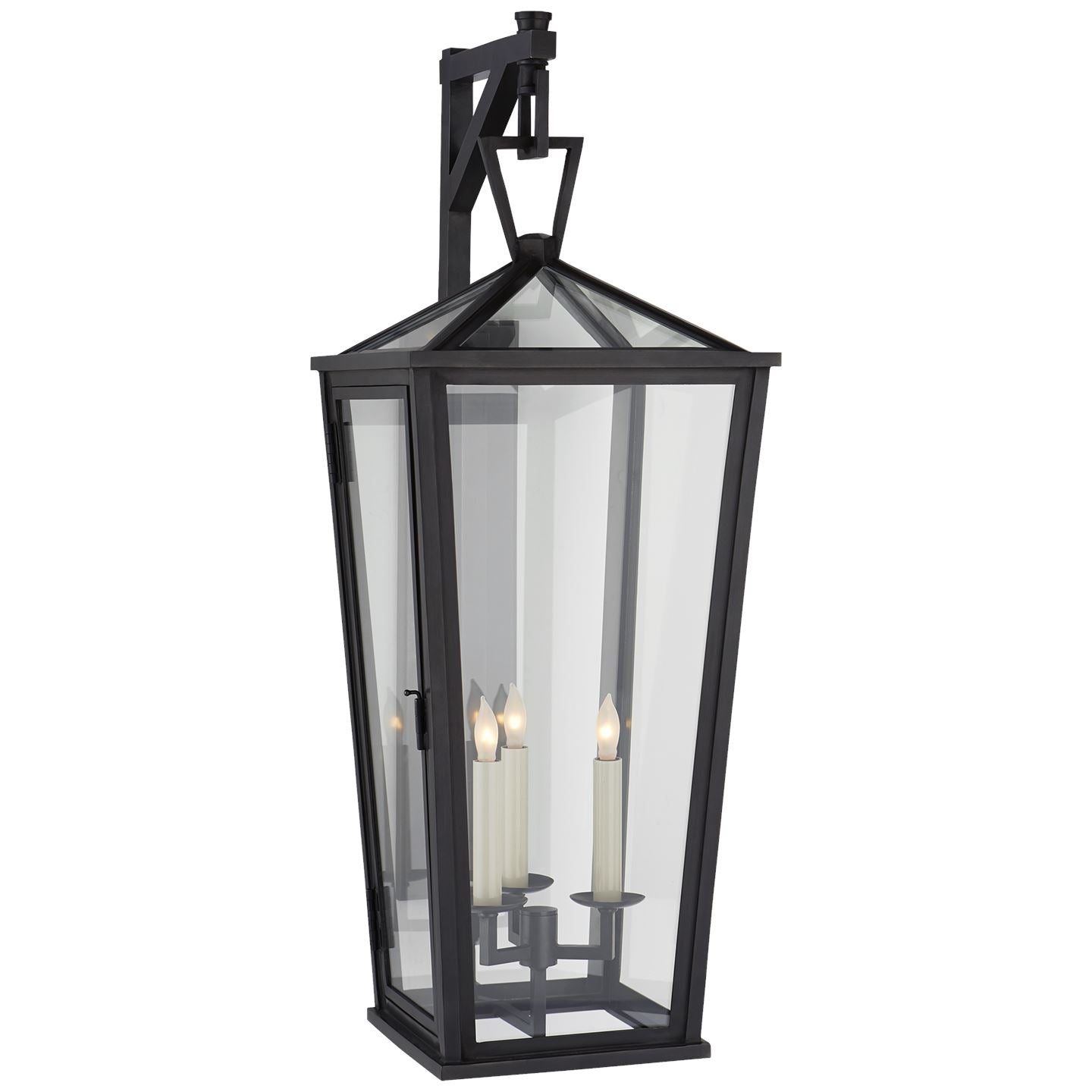 Darlana Large Tall Bracketed Wall Lantern in Bronze with Clear Glass - Salisbury & Manus