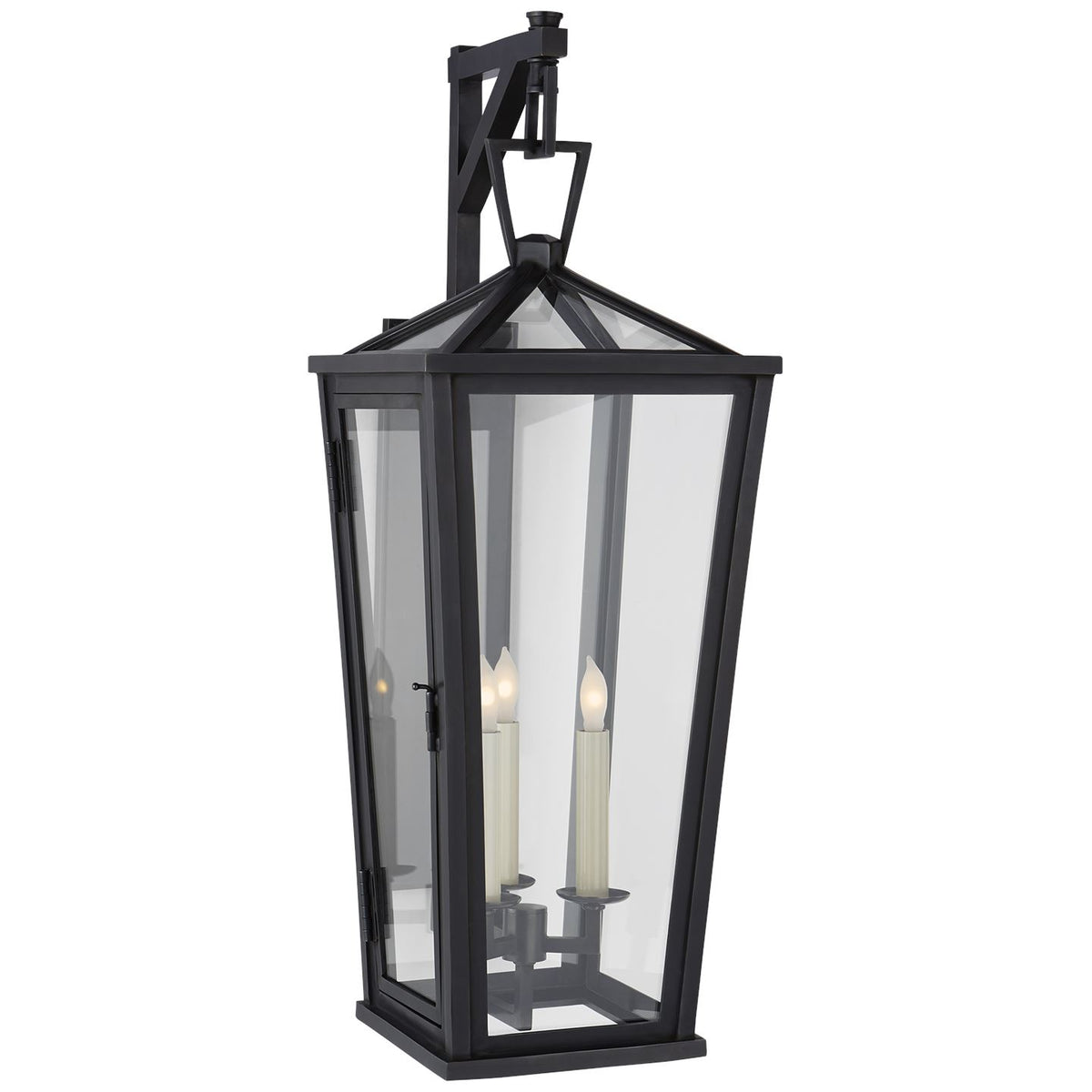 Darlana Medium Tall Bracketed Wall Lantern in Bronze with Clear Glass - Salisbury &amp; Manus