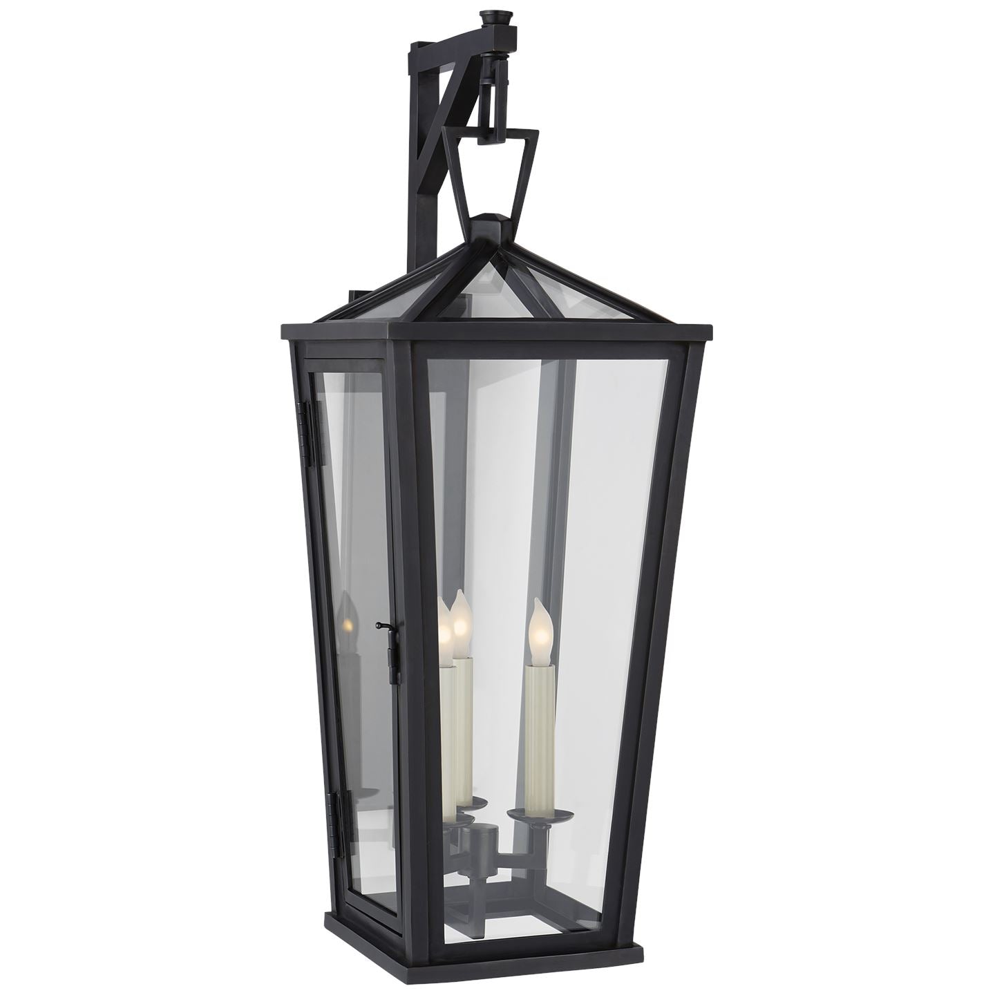 Darlana Medium Tall Bracketed Wall Lantern in Bronze with Clear Glass - Salisbury & Manus