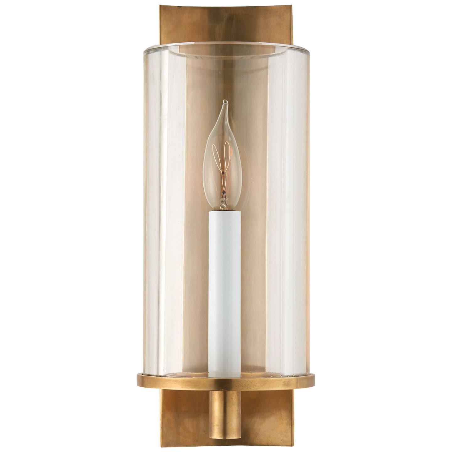 Deauville Single Sconce in Hand-Rubbed Antique Brass with Clear Glass