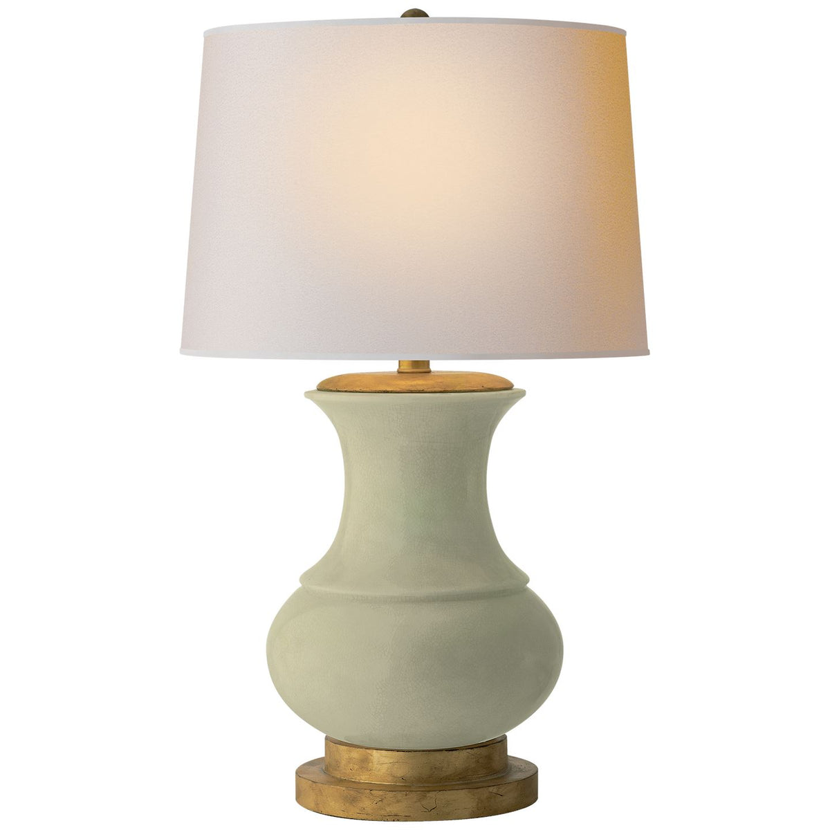 Deauville Table Lamp in Celadon Crackle with Natural Paper Shade - Salisbury &amp; Manus