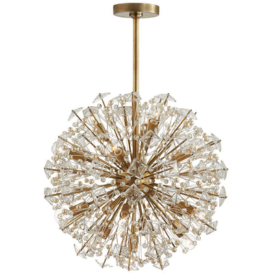Dickinson Medium Chandelier in Soft Brass with Clear Glass and Cream Pearls - Salisbury & Manus