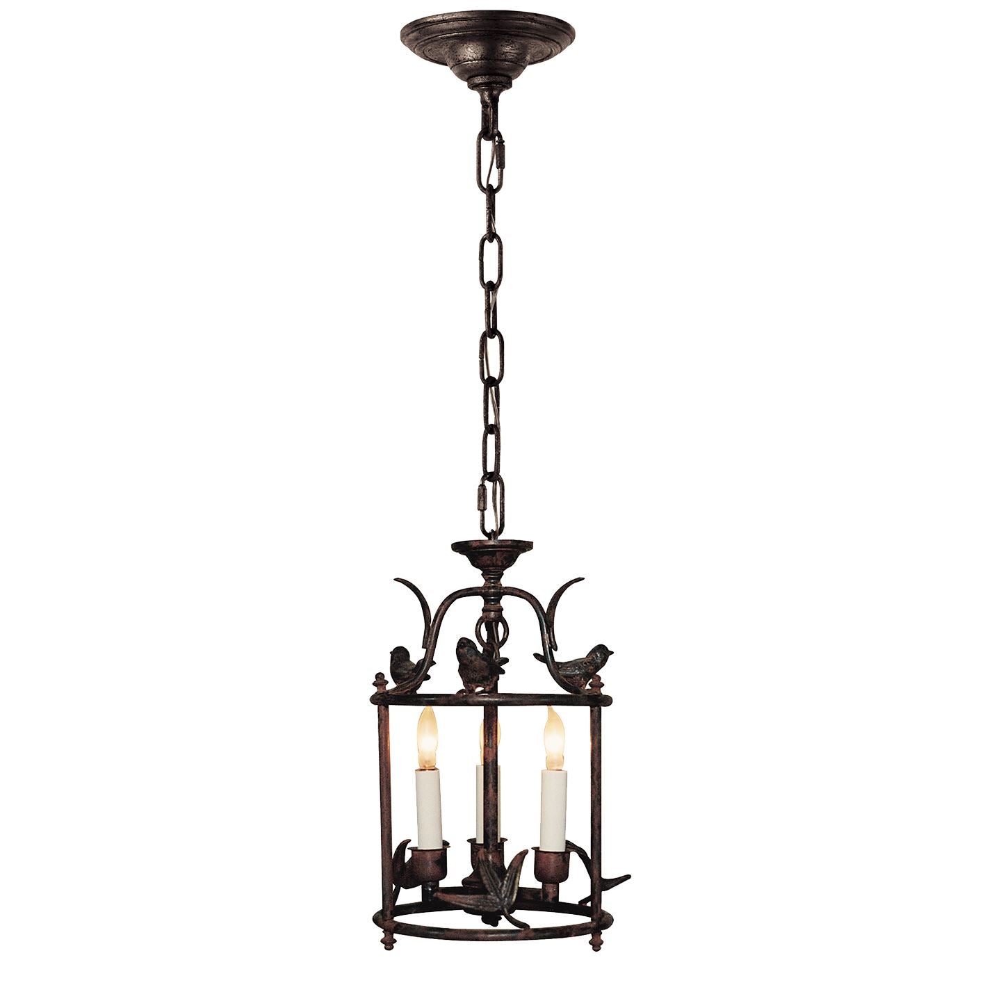 Diego Petite Classical Perching Bird Lantern I Rust w/ Verdis Accent - Salisbury & Manus