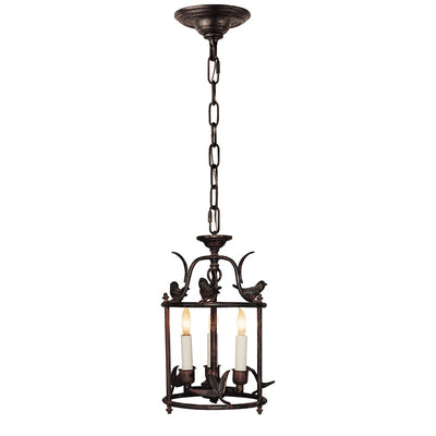 Diego Petite Classical Perching Bird Lantern I Rust w/ Verdis Accent - Salisbury & Manus