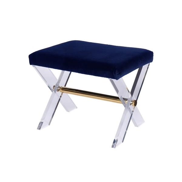 Dixon Acrylic Bench with Navy Velvet Seat - Salisbury & Manus