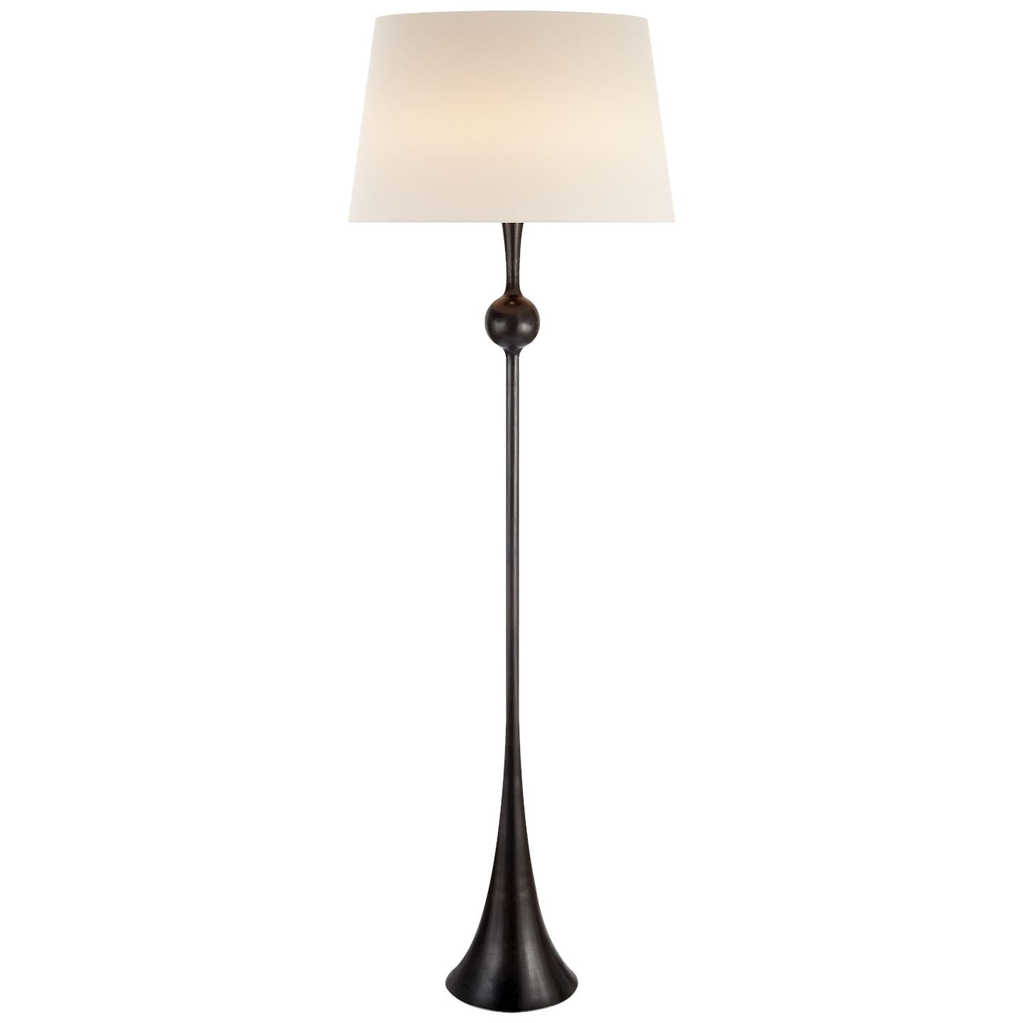 Dover Floor Lamp in Aged Iron with Linen Shade - Salisbury & Manus