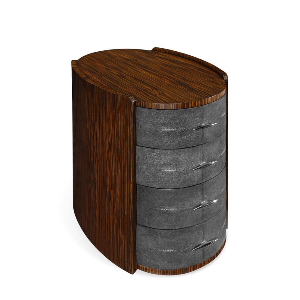 EBONY & SHAGREEN BEDSIDE CHEST - Salisbury & Manus