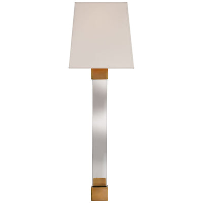 Edgar Large Sconce in Antique-Burnished Brass and Crystal with Silk Shade - Salisbury & Manus