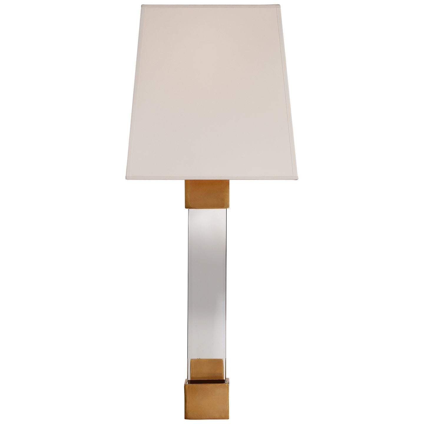 Edgar Medium Sconce in Antique-Burnished Brass and Crystal with Silk Shade - Salisbury & Manus