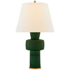 Eerdmans Medium Table Lamp in Celtic Green Crackle with Linen Shade - Salisbury & Manus
