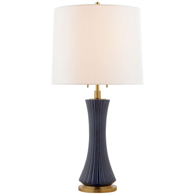 Elena Large Table Lamp in Denim with Linen Shade - Salisbury & Manus