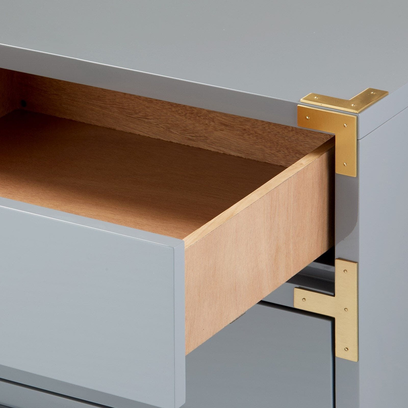 ELIZABETH 3-DRAWER SIDE TABLE, GLOSS STONE GRAY