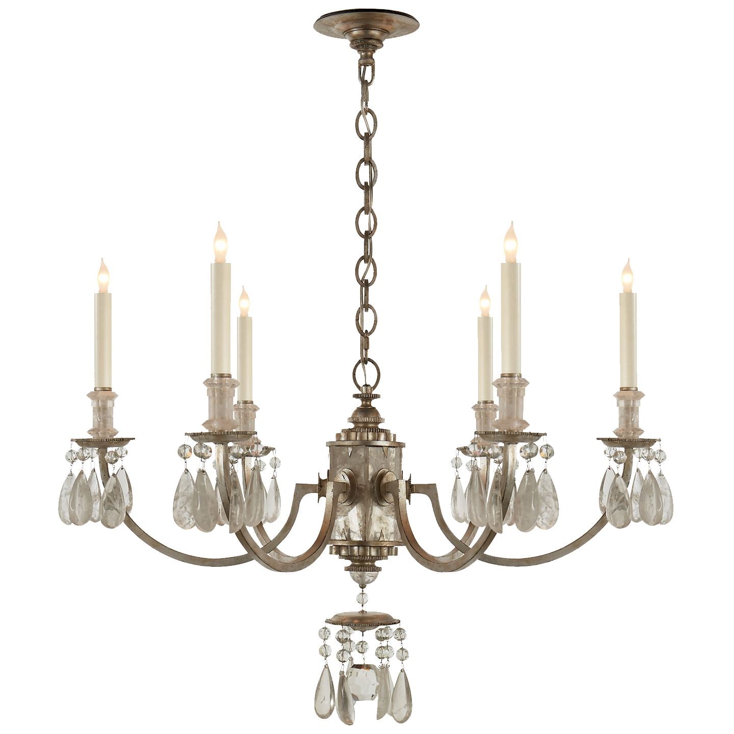 Elizabeth Chandelier in Burnished Silver Leaf with Quartz - Salisbury & Manus