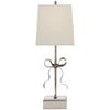 Ellery Gros-Grain Bow Table Lamp in Polished Nickel and Mirror with Cream Linen Shade - Salisbury & Manus
