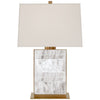 Ellis Bedside Lamp in Natural Brass and Quartz with Percale Shade - Salisbury & Manus