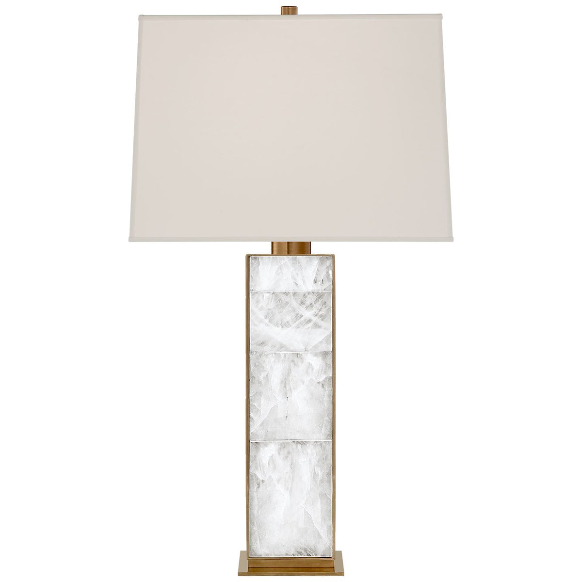 Ellis Table Lamp in Natural Brass and Quartz with Percale Shade - Salisbury &amp; Manus
