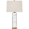 Ellis Table Lamp in Natural Brass and Quartz with Percale Shade - Salisbury & Manus
