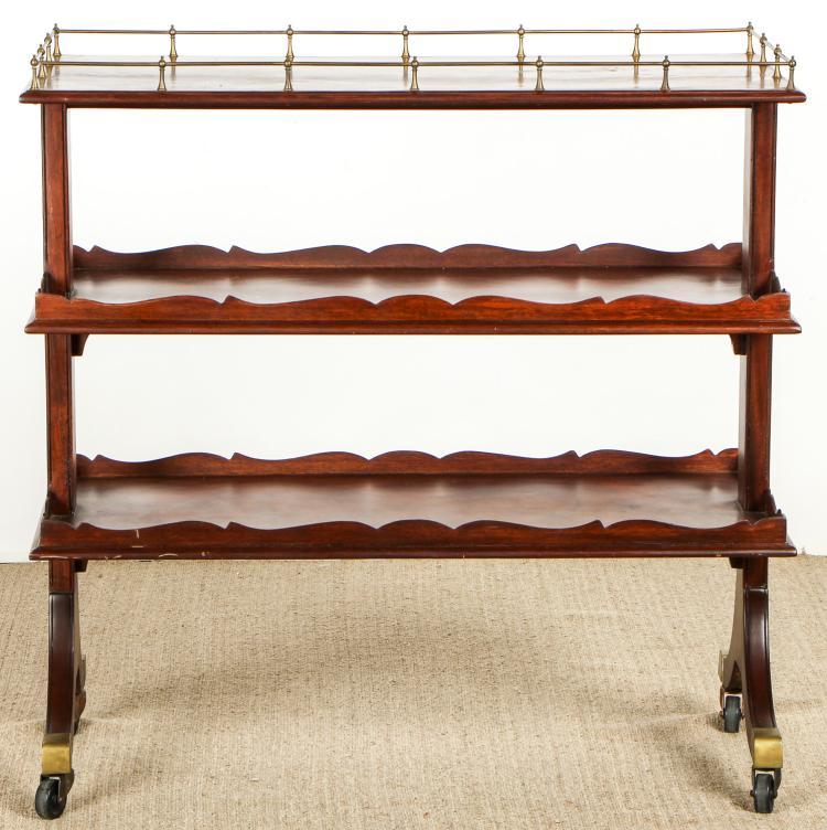 English Regency Style Tri-Level Serving Table w Gallery Top. - Salisbury & Manus