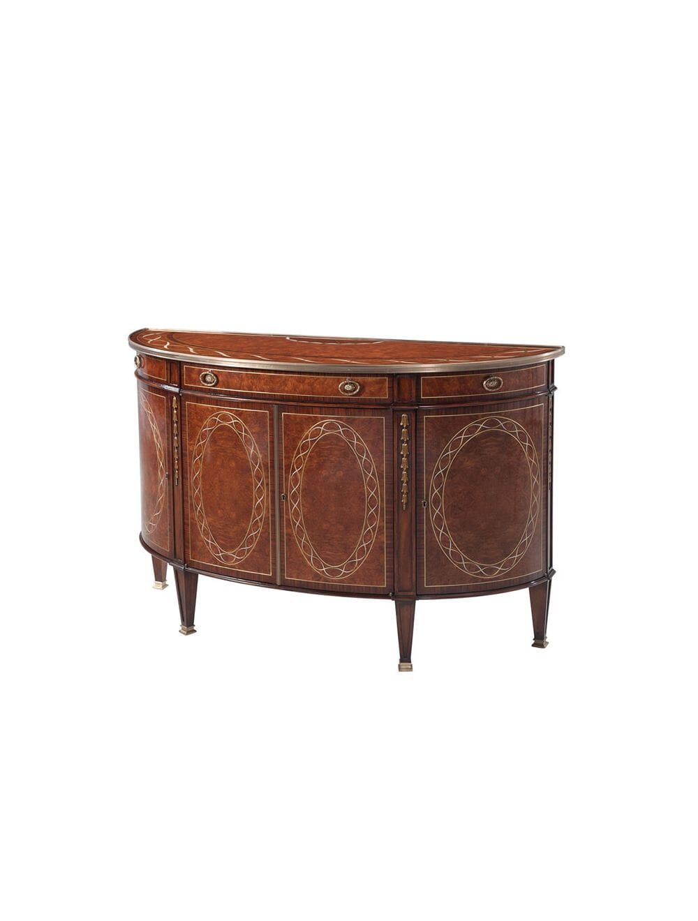 Finely Inlaid Bowfront Side Cabinet