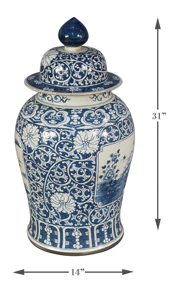 Floral Ceramic Vase with Lid - Salisbury & Manus