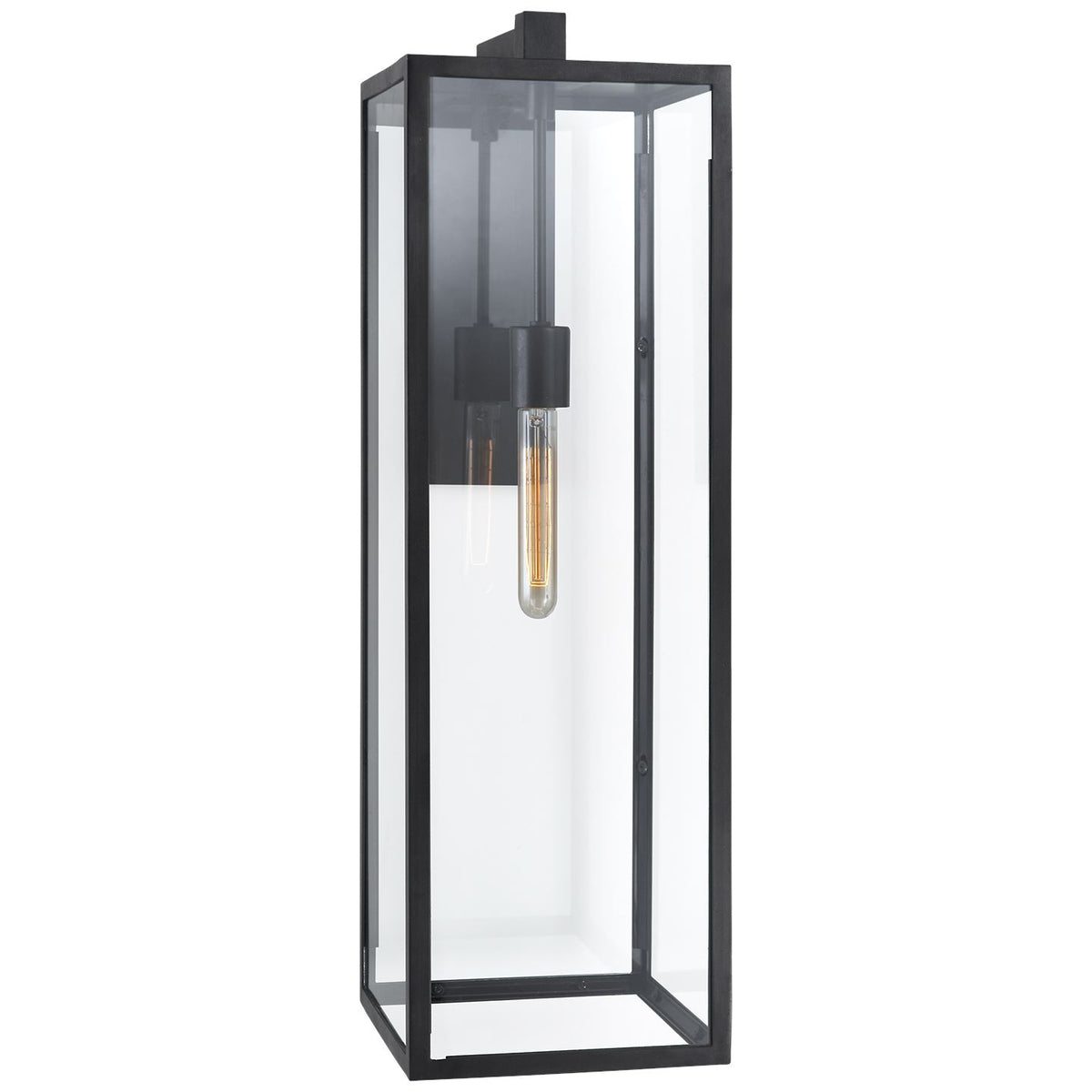 Fresno Long Wall Sconce in Aged Iron with Clear Glass - Salisbury &amp; Manus