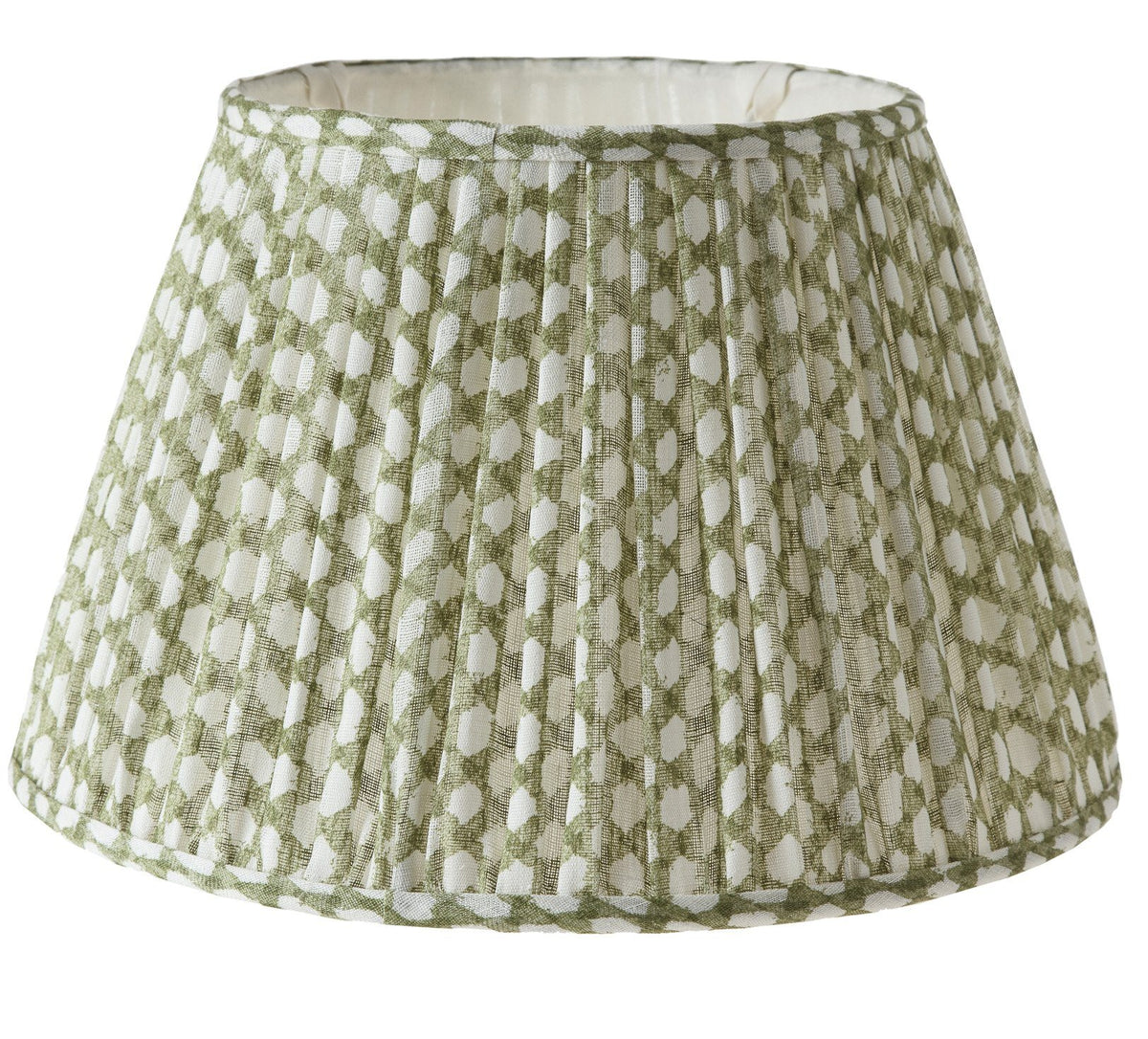 Gathered Bedwyn Empire Lampshade in Green Wicker Light Linen - Salisbury &amp; Manus