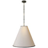 GOODMAN LARGE- BRONZE AND HAND-RUBBED ANTIQUE BRASS W/ NATURAL PAPER SHADE W' BLACK TAPE - Salisbury & Manus