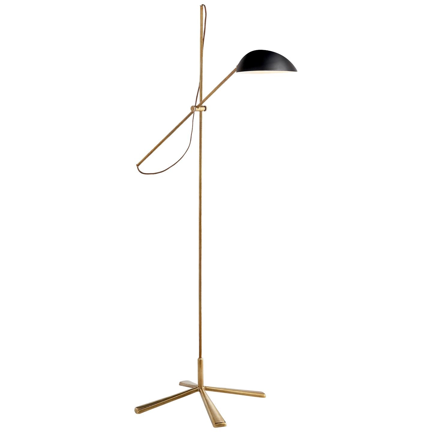 Graphic Floor Lamp in Hand-Rubbed Antique Brass with Black - Salisbury & Manus