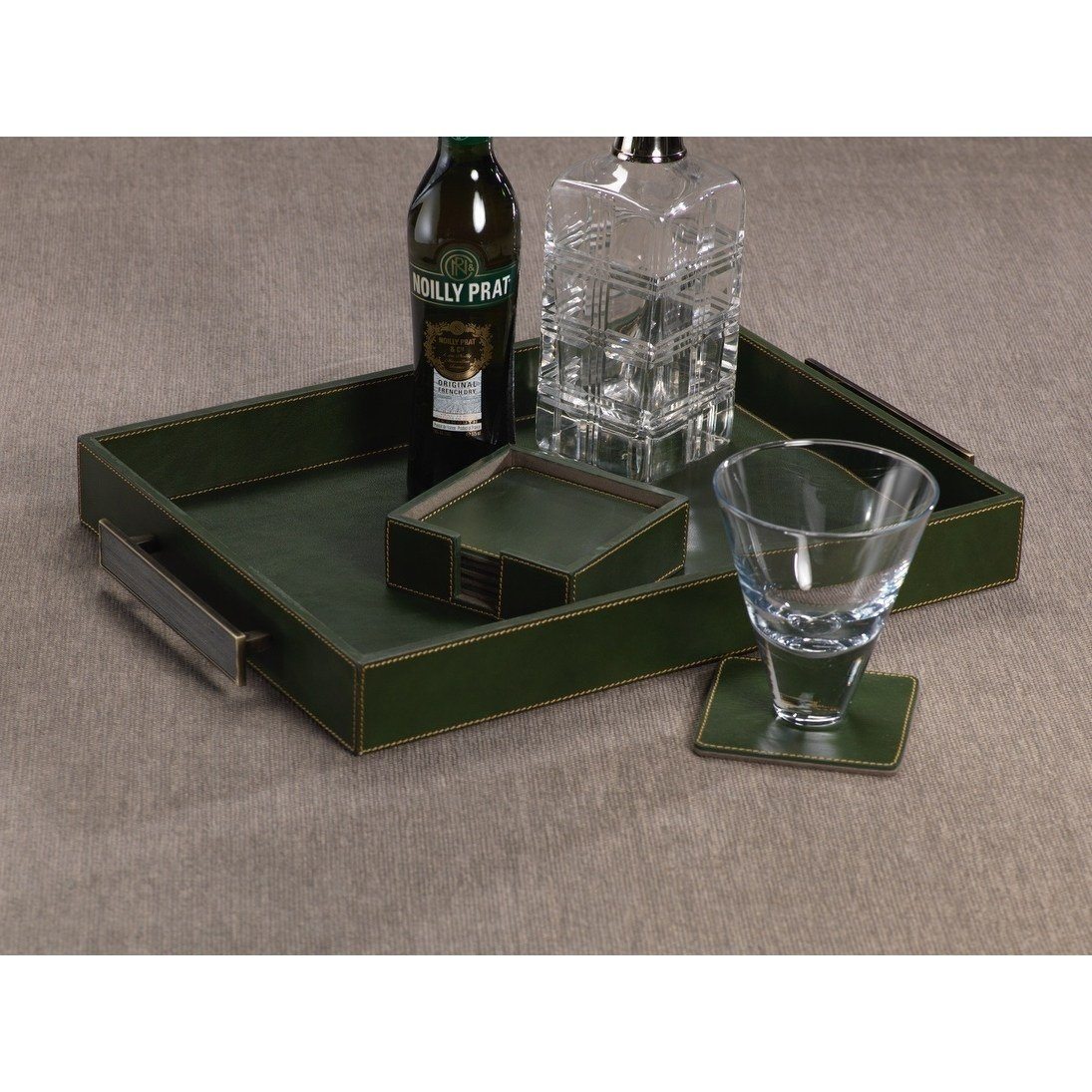 Green Leather Coasters - Salisbury & Manus