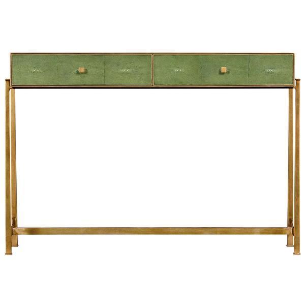 GREEN SHAGREEN GILDED CONSOLE TABLE - Salisbury & Manus