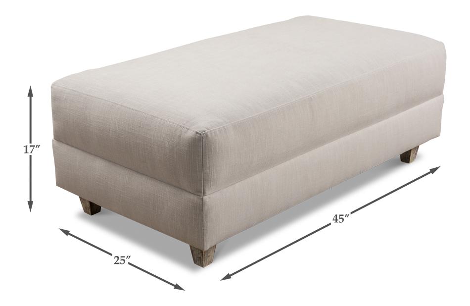 Grey Oak and Burlap Upholstered Ottoman - Salisbury & Manus