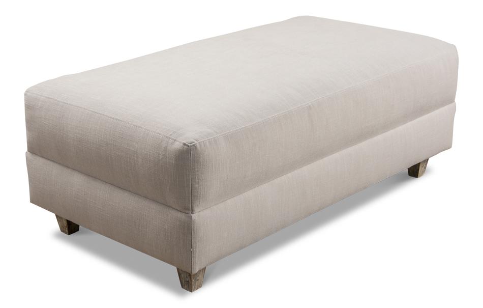 Grey Oak and Burlap Upholstered Ottoman - Salisbury & Manus