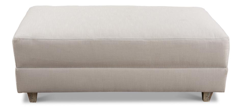 Grey Oak and Burlap Upholstered Ottoman - Salisbury & Manus