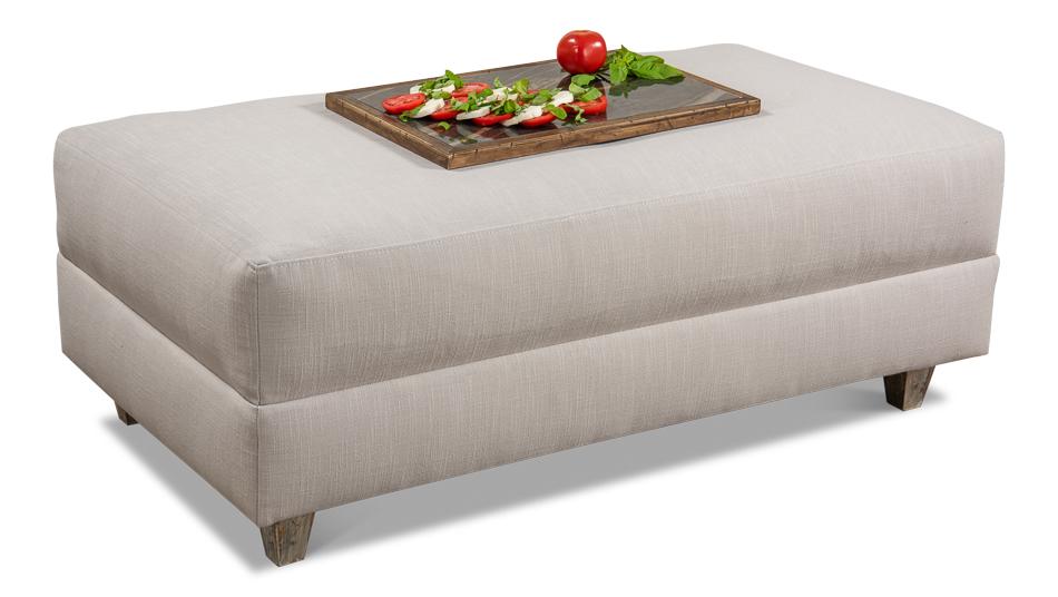 Grey Oak and Burlap Upholstered Ottoman - Salisbury & Manus