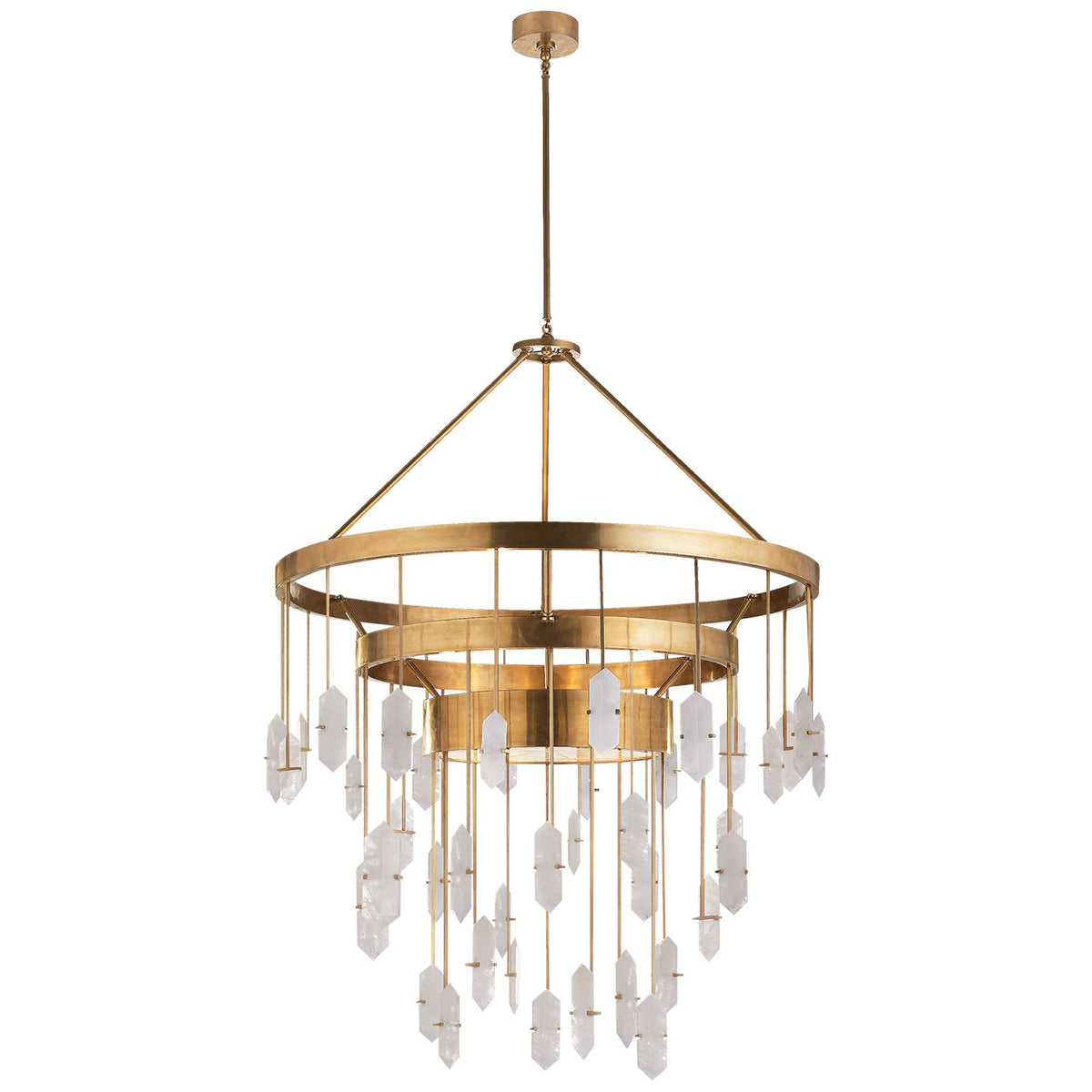 Halcyon Large Three Tier Chandelier in Antique-Burnished Brass with Quartz - Salisbury &amp; Manus