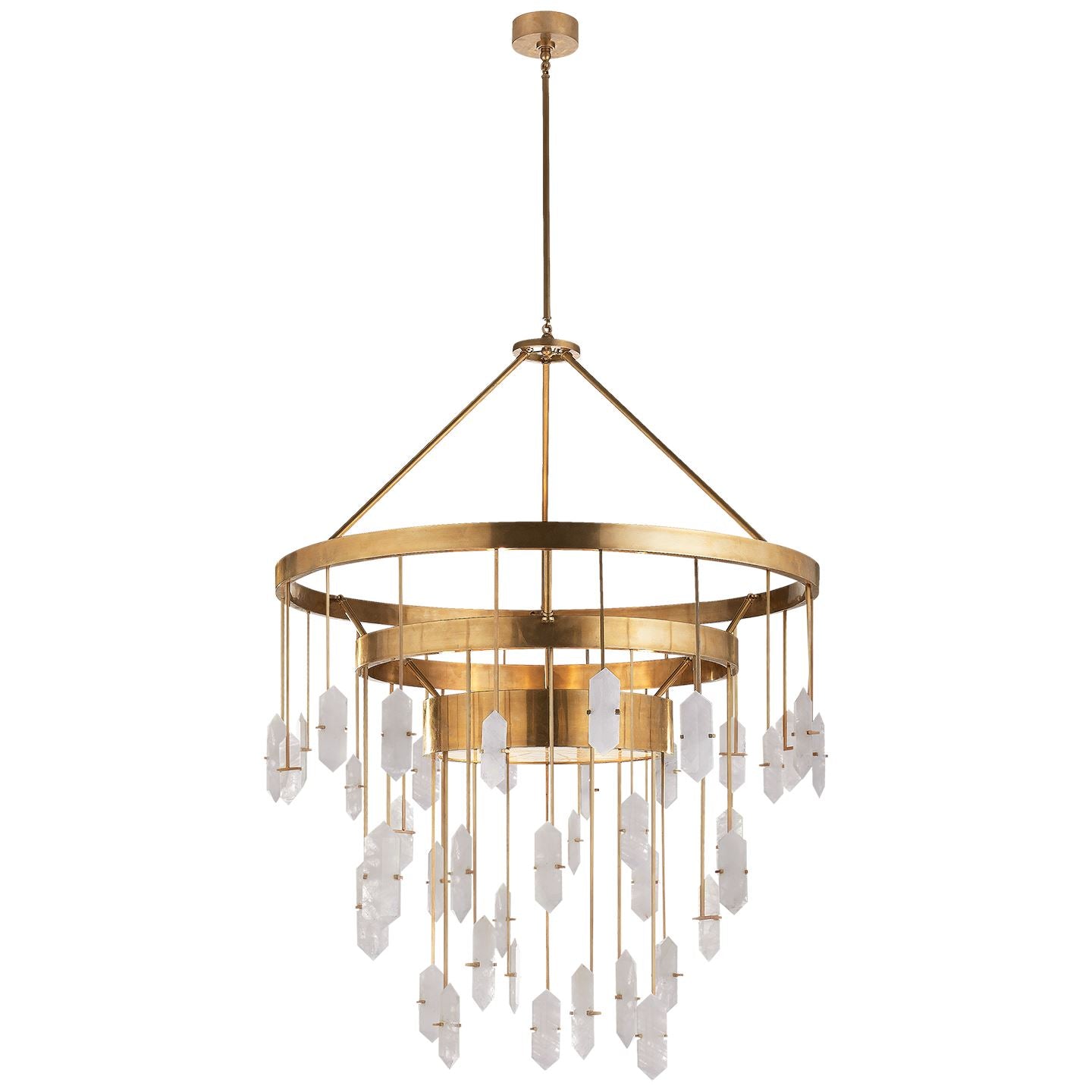 Halcyon Large Three Tier Chandelier in Antique-Burnished Brass with Quartz - Salisbury & Manus