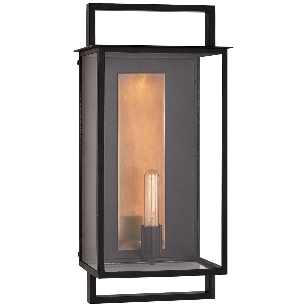 Halle Large Wall Lantern in Aged Iron and Clear Glass - Salisbury &amp; Manus