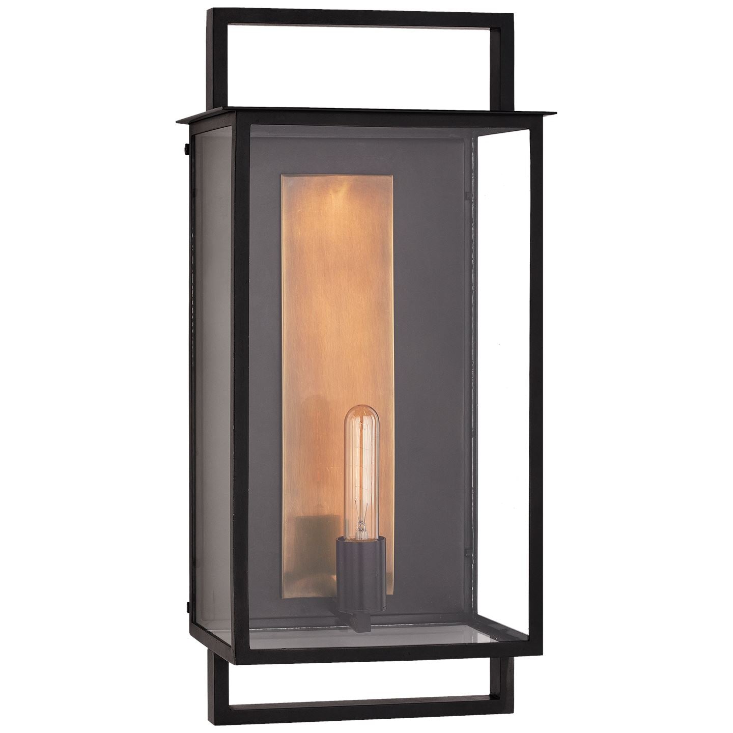 Halle Large Wall Lantern in Aged Iron and Clear Glass - Salisbury & Manus