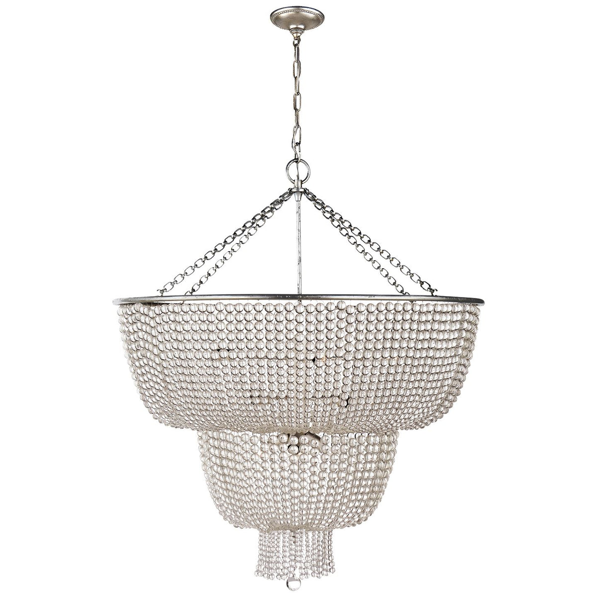 Jacqueline Two-Tier Chandelier in Burnished Silver Leaf with Clear Glass - Salisbury &amp; Manus