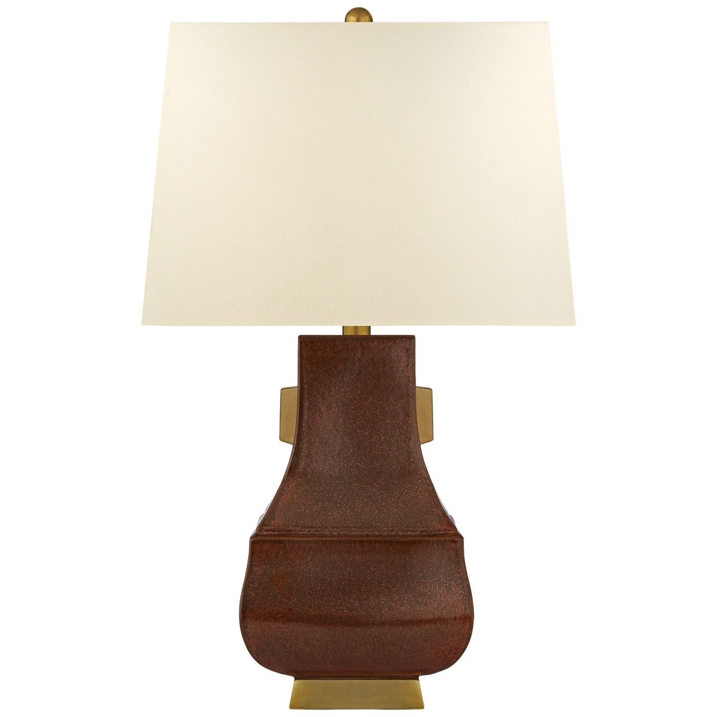 Kang Jug Large Table Lamp in Autumn Copper and Burnt Gold Accent with Natural Percale Shade - Salisbury & Manus