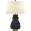 Kang Jug Large Table Lamp in Mixed Blue Brown and Burnt Gold Accent with Natural Percale Shade - Salisbury & Manus