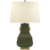 Kang Jug Large Table Lamp in Oslo Green and Burnt Gold Accent with Natural Percale Shade - Salisbury & Manus