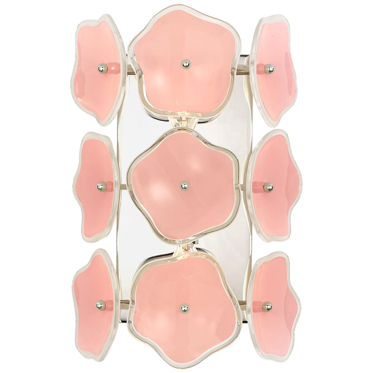 Leighton Small Sconce in Polished Nickel with Blush Tinted Glass - Salisbury & Manus