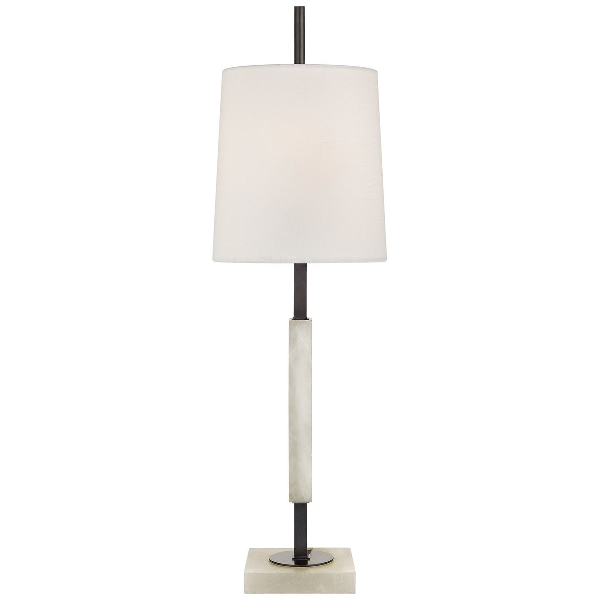 Lexington Medium Table Lamp in Bronze and Alabaster with Linen Shade - Salisbury &amp; Manus