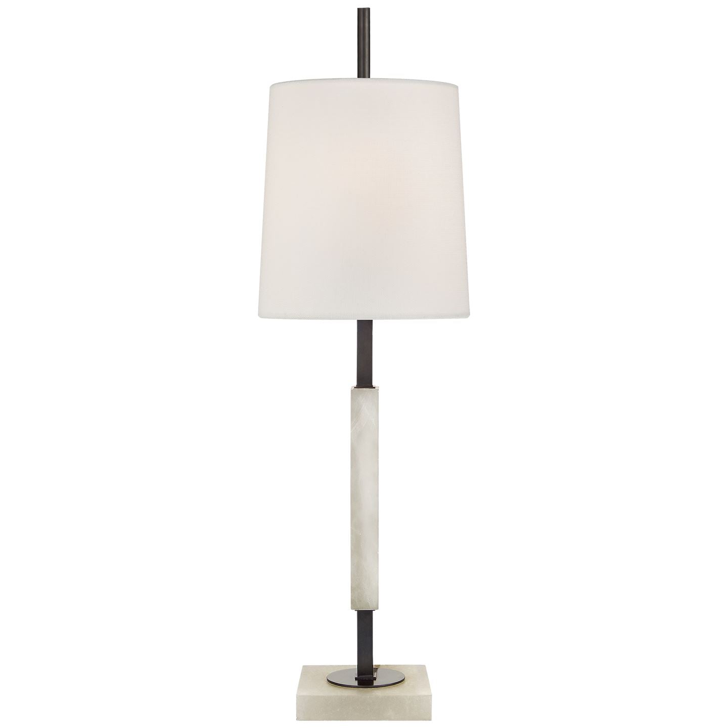 Lexington Medium Table Lamp in Bronze and Alabaster with Linen Shade - Salisbury & Manus