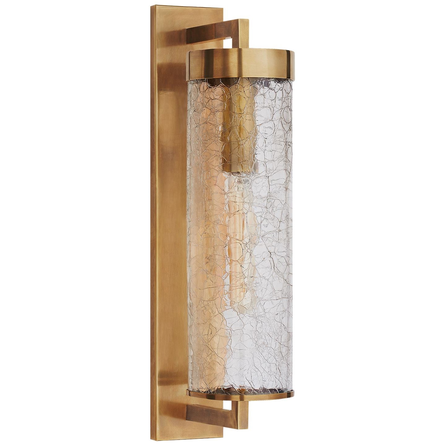 Liaison Large Bracketed Wall Sconce in Antique Burnished Brass with Crackle Glass - Salisbury & Manus