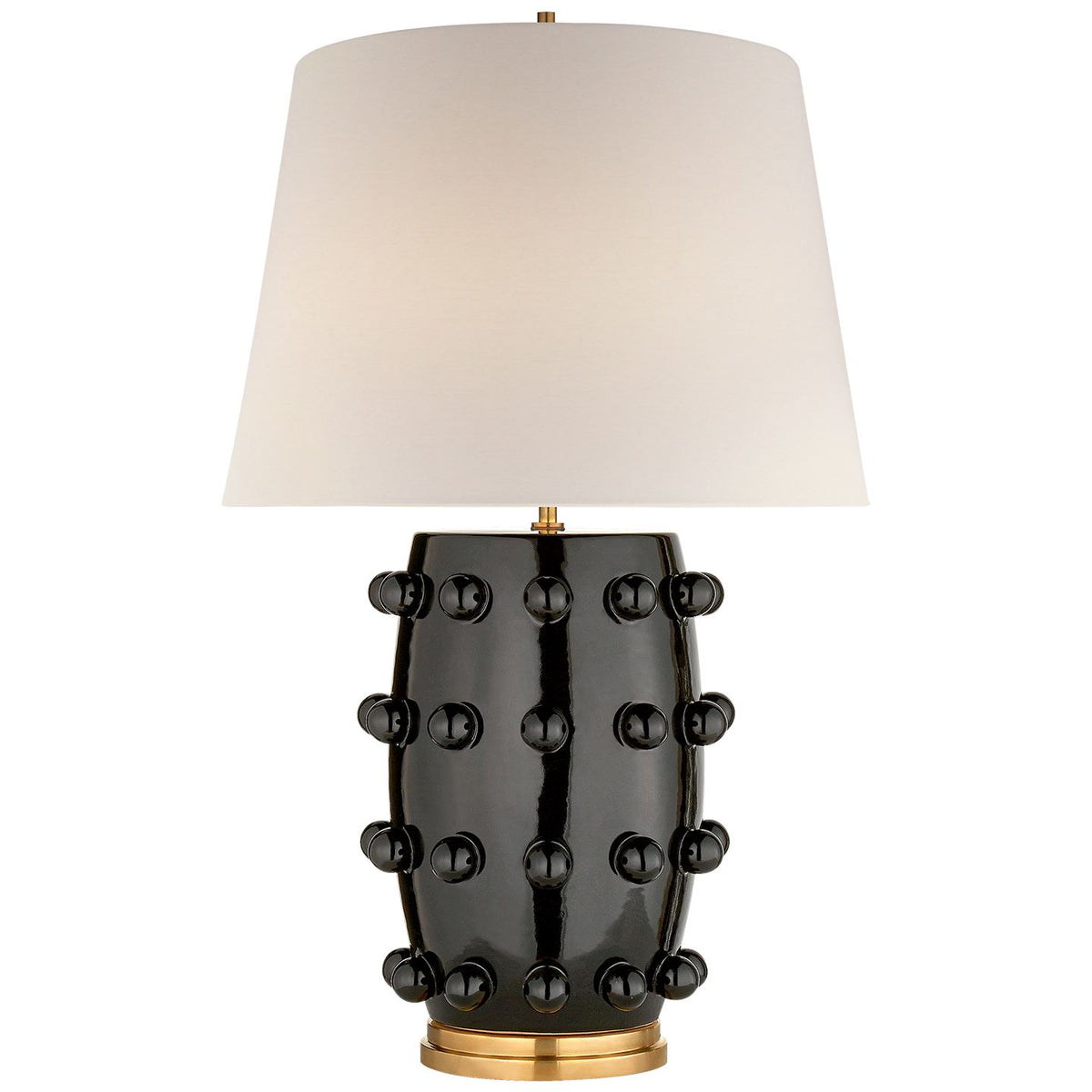 Linden Medium Lamp in Black with Linen Shade - Salisbury & Manus