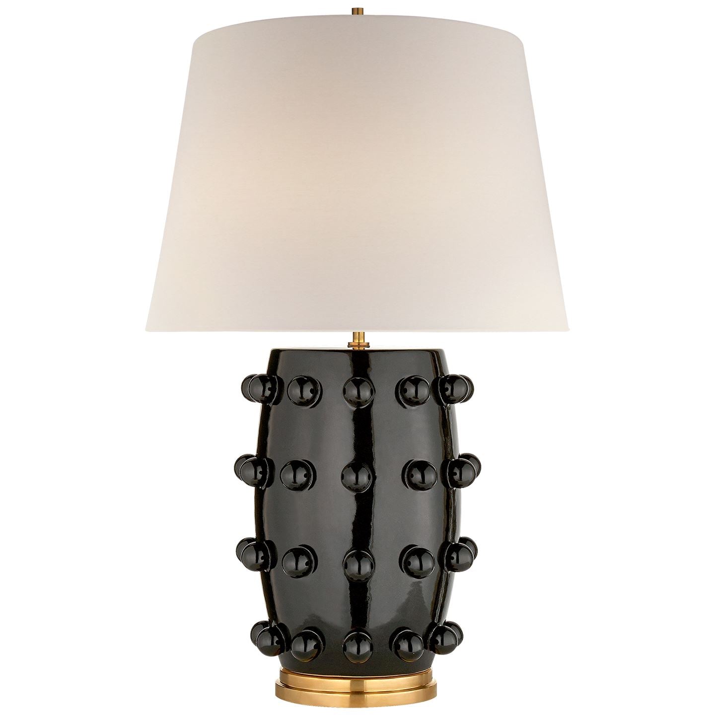 Linden Medium Lamp in Black with Linen Shade - Salisbury & Manus
