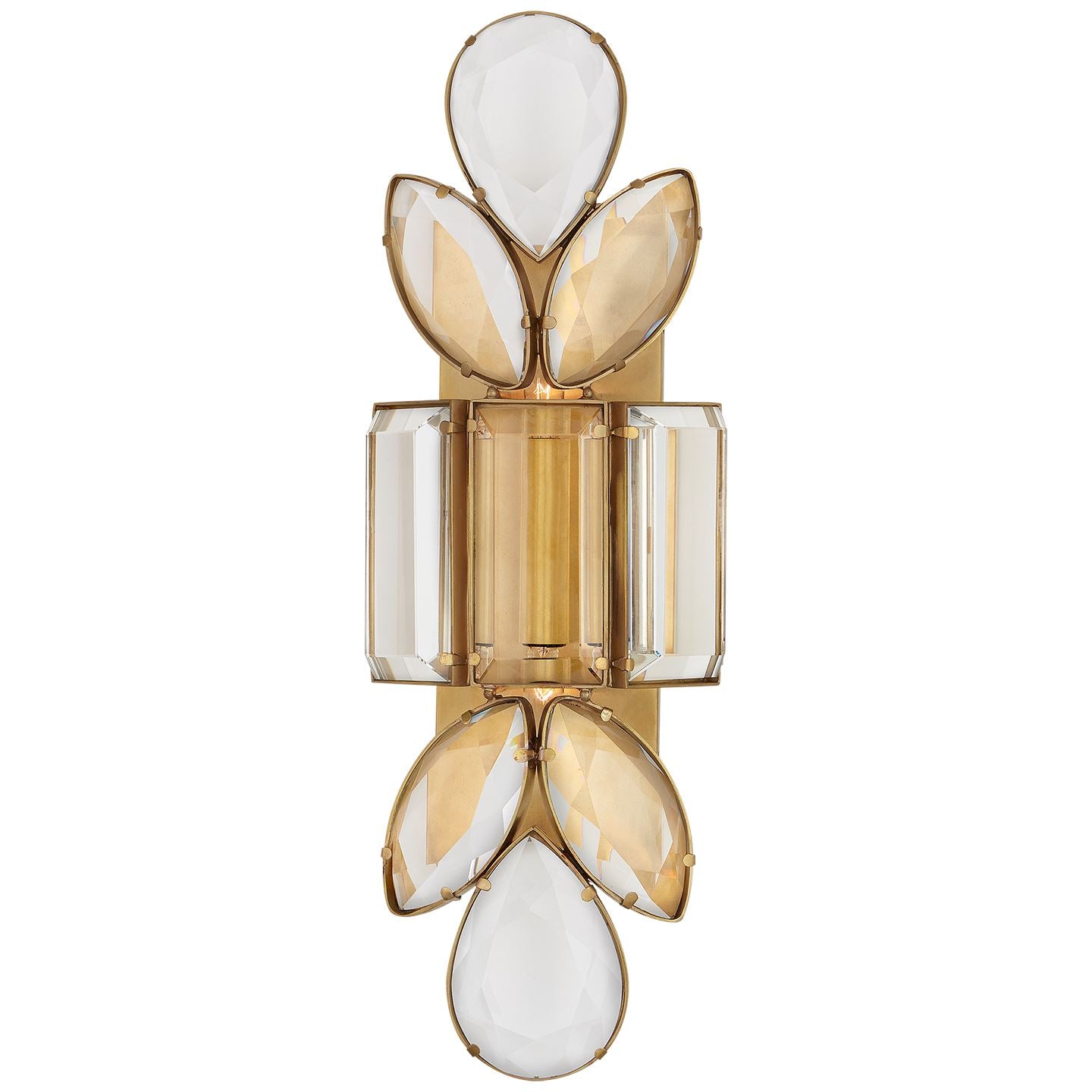 Lloyd Large Jeweled Sconce in Soft Brass with Clear Crystal - Salisbury & Manus